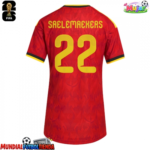 Camiseta Bélgica Alexis Saelemaekers #22 Primera Equipación Replica Mundial 2026 para mujer mangas cortas
